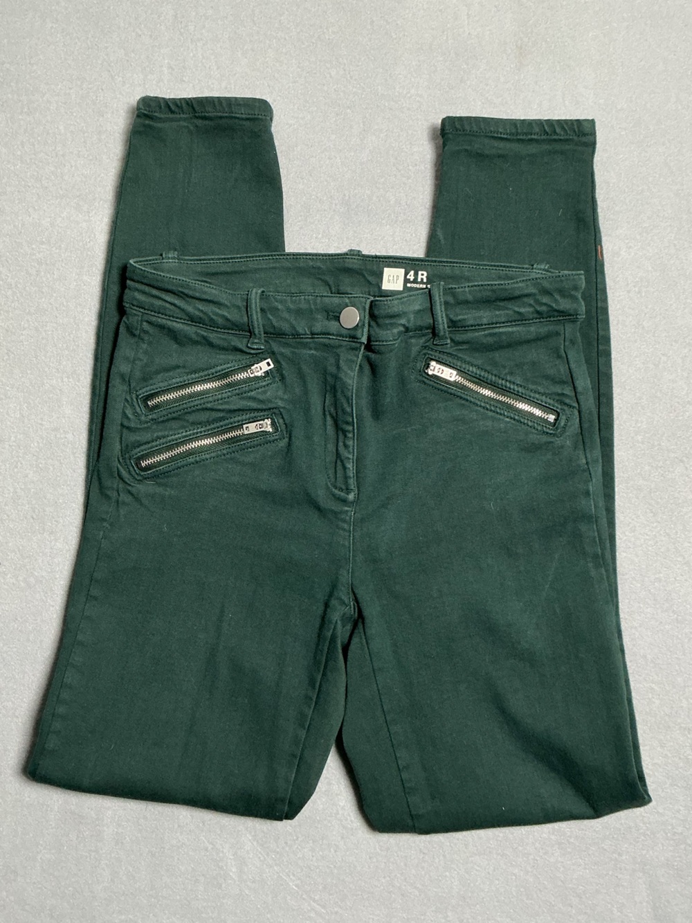 Gap Skinny Zip Pants Women’s 4 Regular Campus Green Stretch